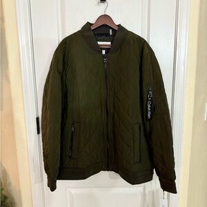 NWT Calvin Klein Men's Olive Quilted Flight Jacket